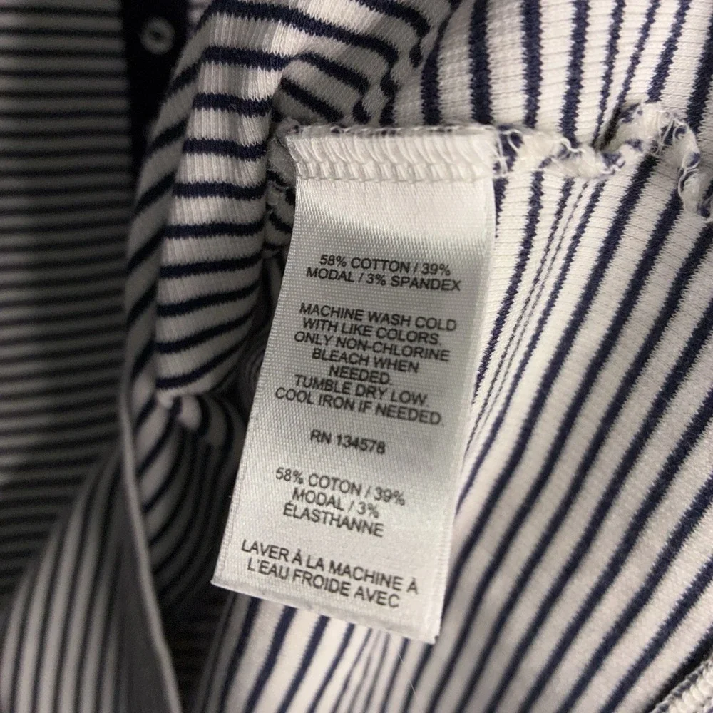 VINEYARD VINES Shirt XL‎ Blue White Henley Striped Long Sleeve Tee Cotton Modal - Picture 3 of 8